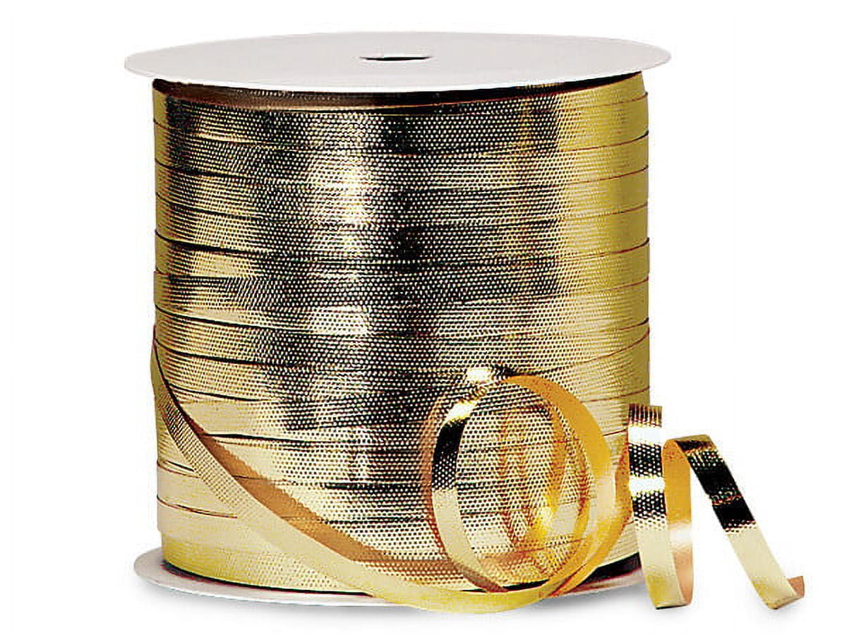 Pack Of 1, Solid Metallic Gold Embossed Deluxe Curling Ribbon 3/16" X 250 Yds 100% Polypropylene Made In USA