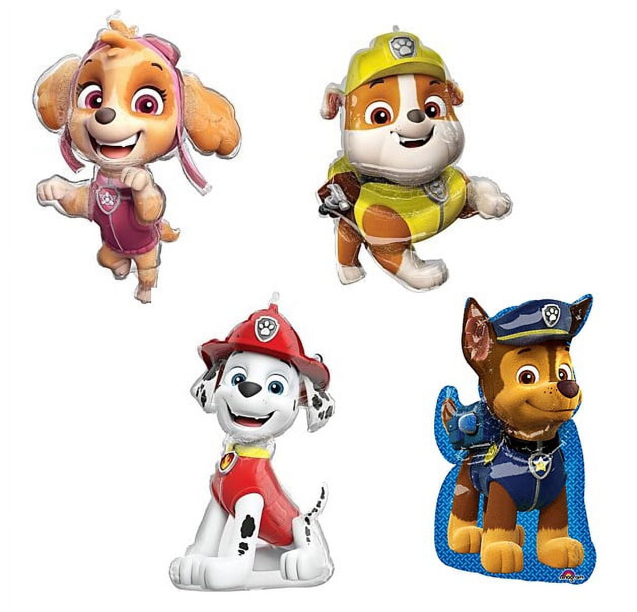 Paw Patrol - Skye Rubble Marshall and Chase Large Figure Foil Mylar Balloons - Birthday Party Supplies Decorations