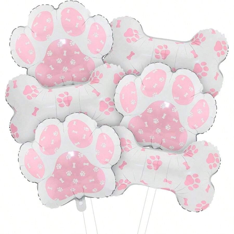 Paw Print SetPink Dog Paw Balloons Bone Balloons Dog Party Decorations Paw Print Balloon For Baby Shower Birthday Pets Party Decorations 6 PcsQAZ5801
