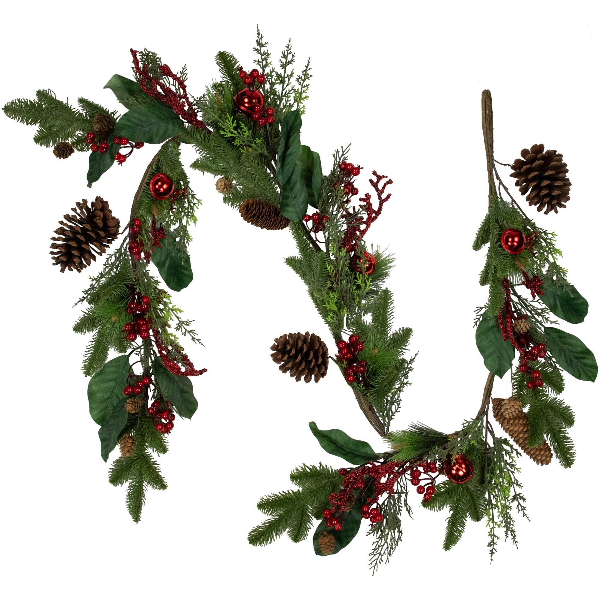 Pinecones and Berries Artificial Christmas Garland - 6' x 8" - Unlit