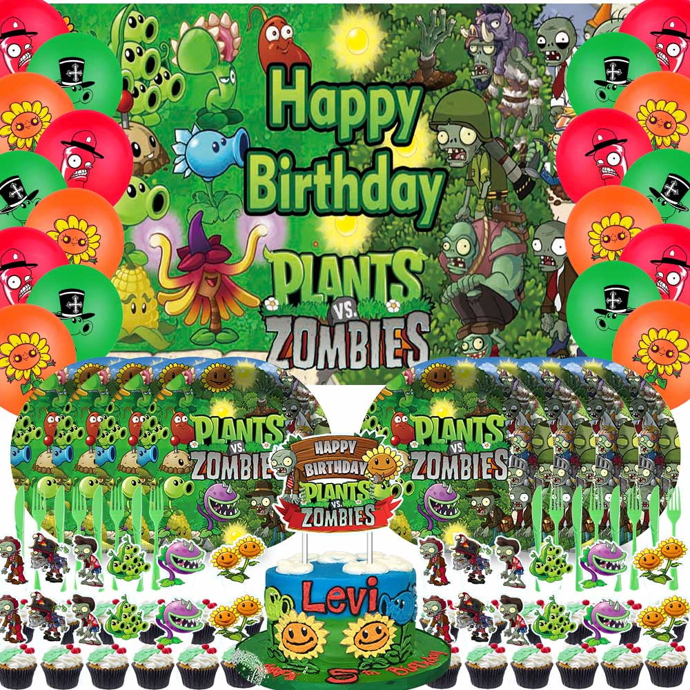 Plants & Zombies Party Supplies Plates Decorations Birthday Cake Topper Banner Decor Backdrop Balloons