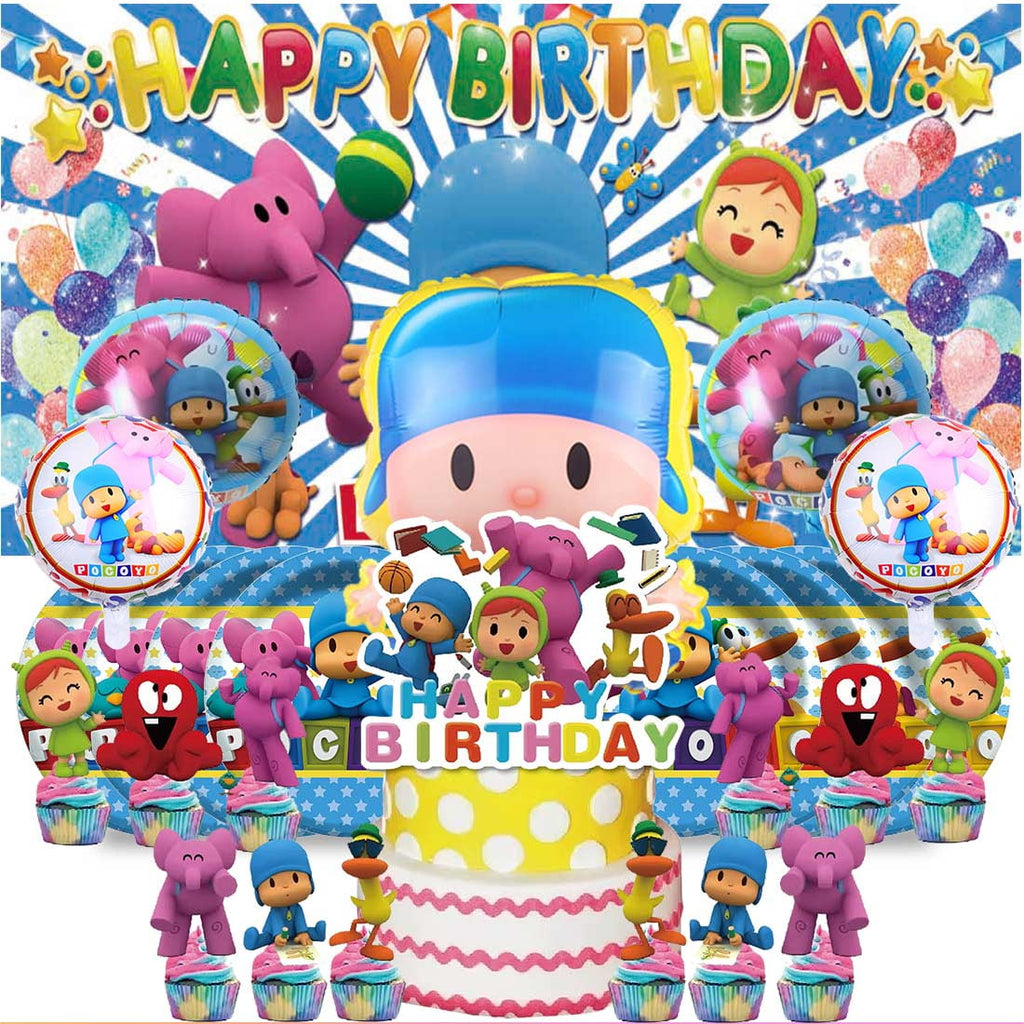 Pocoyo Party Supplies Decor Tableware Backdrop Banner Cake Topper Balloons Birthday Decorations