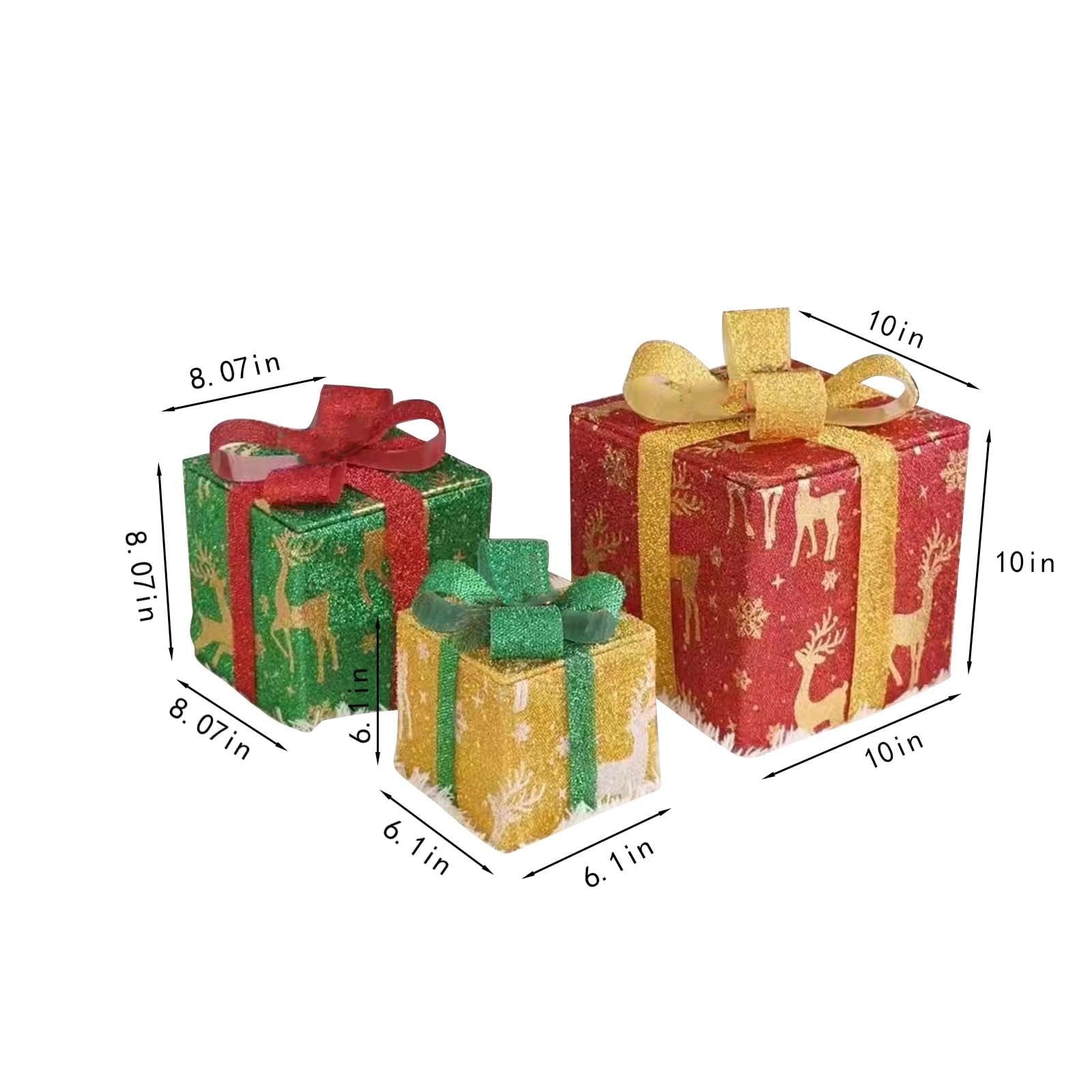 Pompotops Christmas Lighted Gift Boxes Remote Control, Set Of 3 LED Up Decor Outdoor, Up Christmas Boxes Present Decorations Outdoor Yard