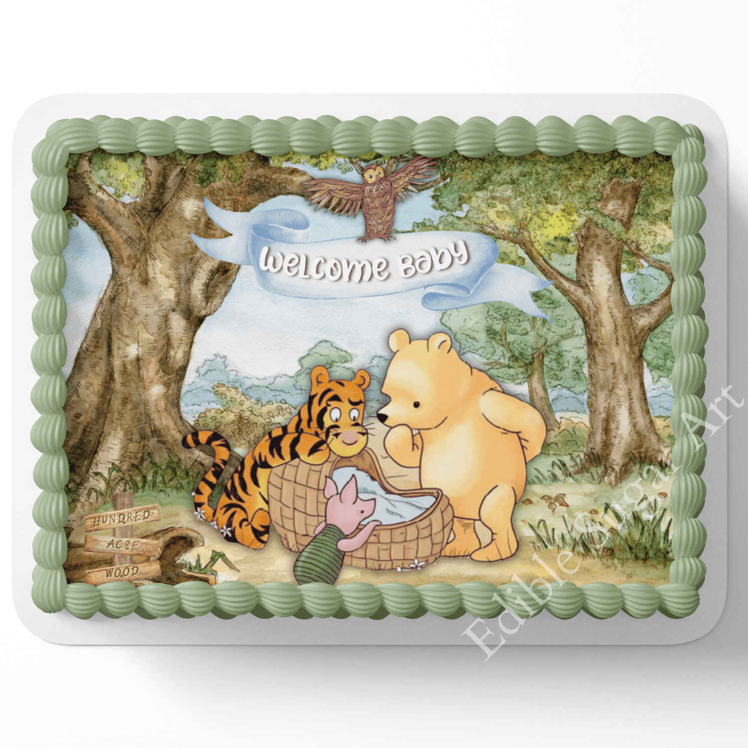 Pooh Bear Baby Shower Cake Topper, by Edible Sugar Art