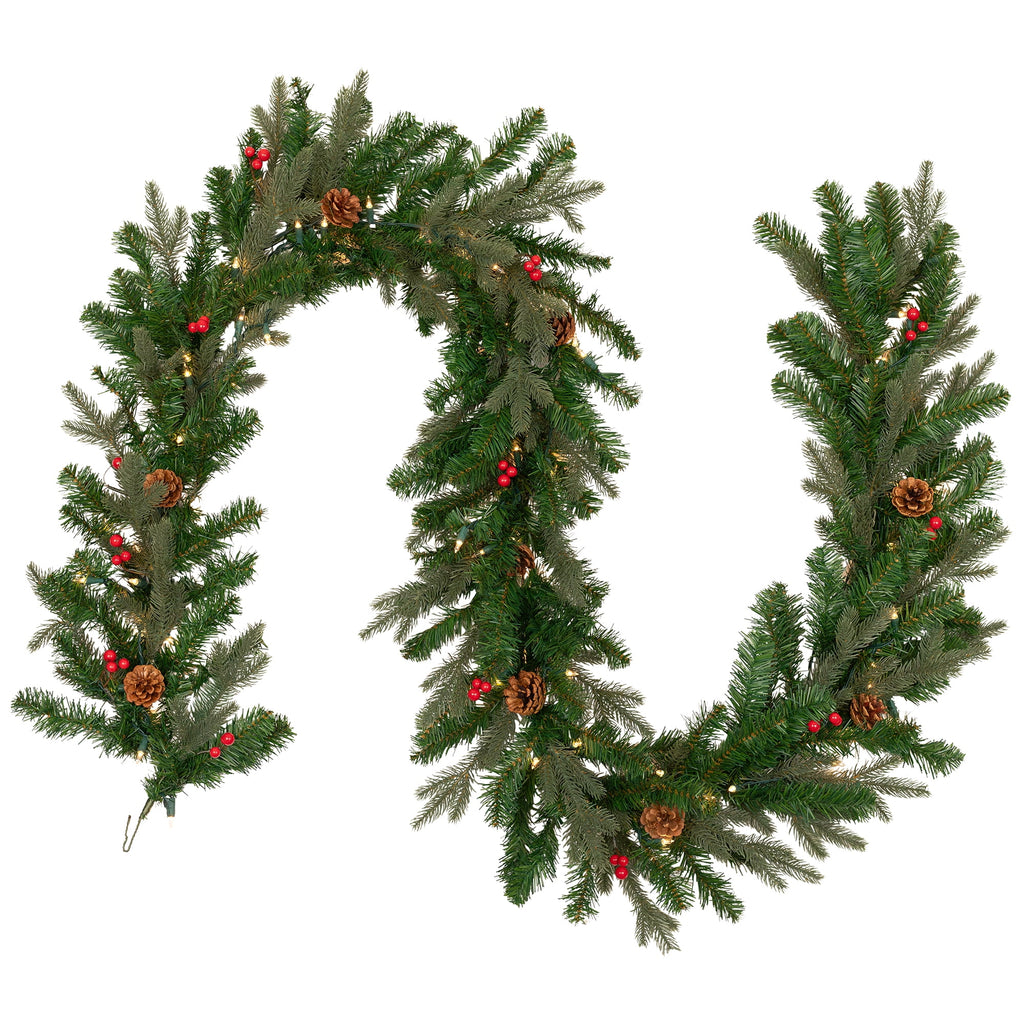 Pre-Lit Mixed Noble Spruce Garland - 9' x 14" - Clear Lights