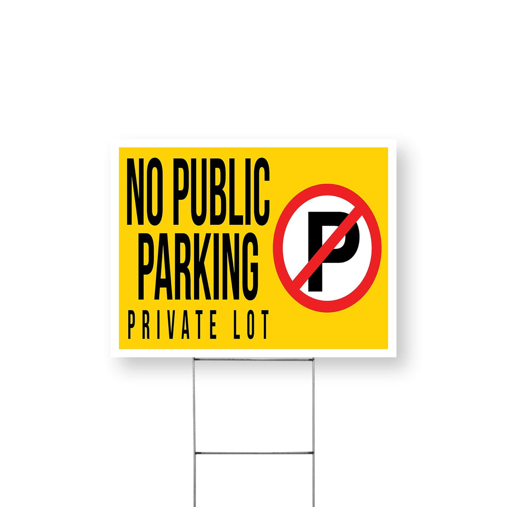 No Public Parking Private Lot Yard Sign 12 Inch x 16 Inch Double Sided Weatherproof Heavy-Duty Plastic with Stake | Clear Directions, Property Management, Outdoor Use | Made in USA