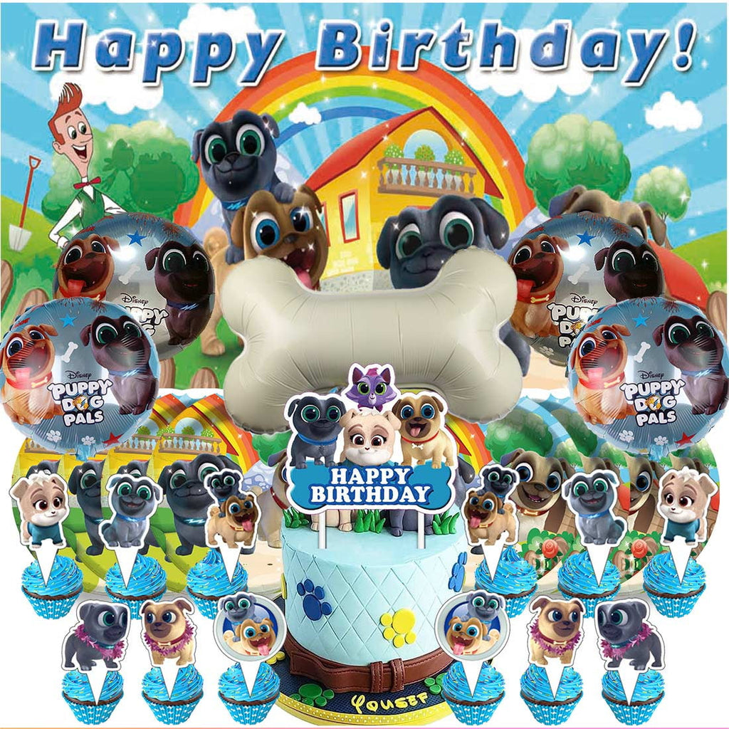 Puppy Dog Pals Party Supplies Decor Tableware Backdrop Banner Cake Topper Balloons Birthday Decorations