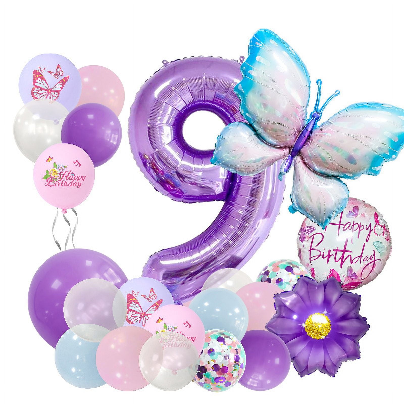 Purple Butterfly Number Balloon Set 1 2 3 4 5 6 7 8 9 Purple Number Children Birthday Party Decorative Balloons Wholesale (6)