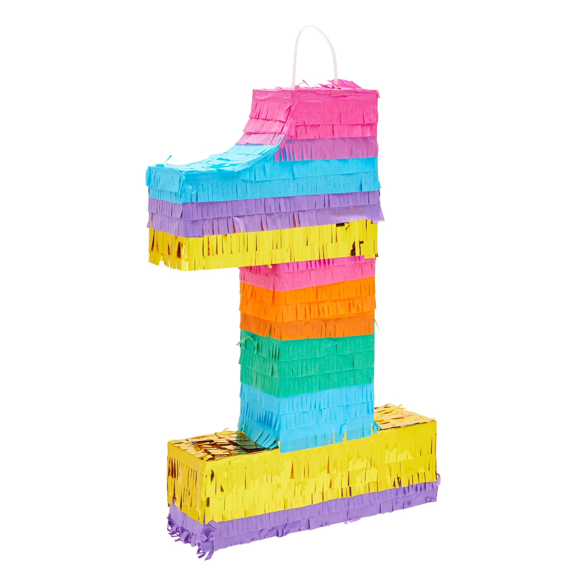 BLUE PANDA Rainbow Number 1 Pinata for Kids Ages 3-14 Birthday Party Decorations, Fiesta, Cinco de Mayo, Anniversary Celebration, Small (16.5 x 11 x 3 In)