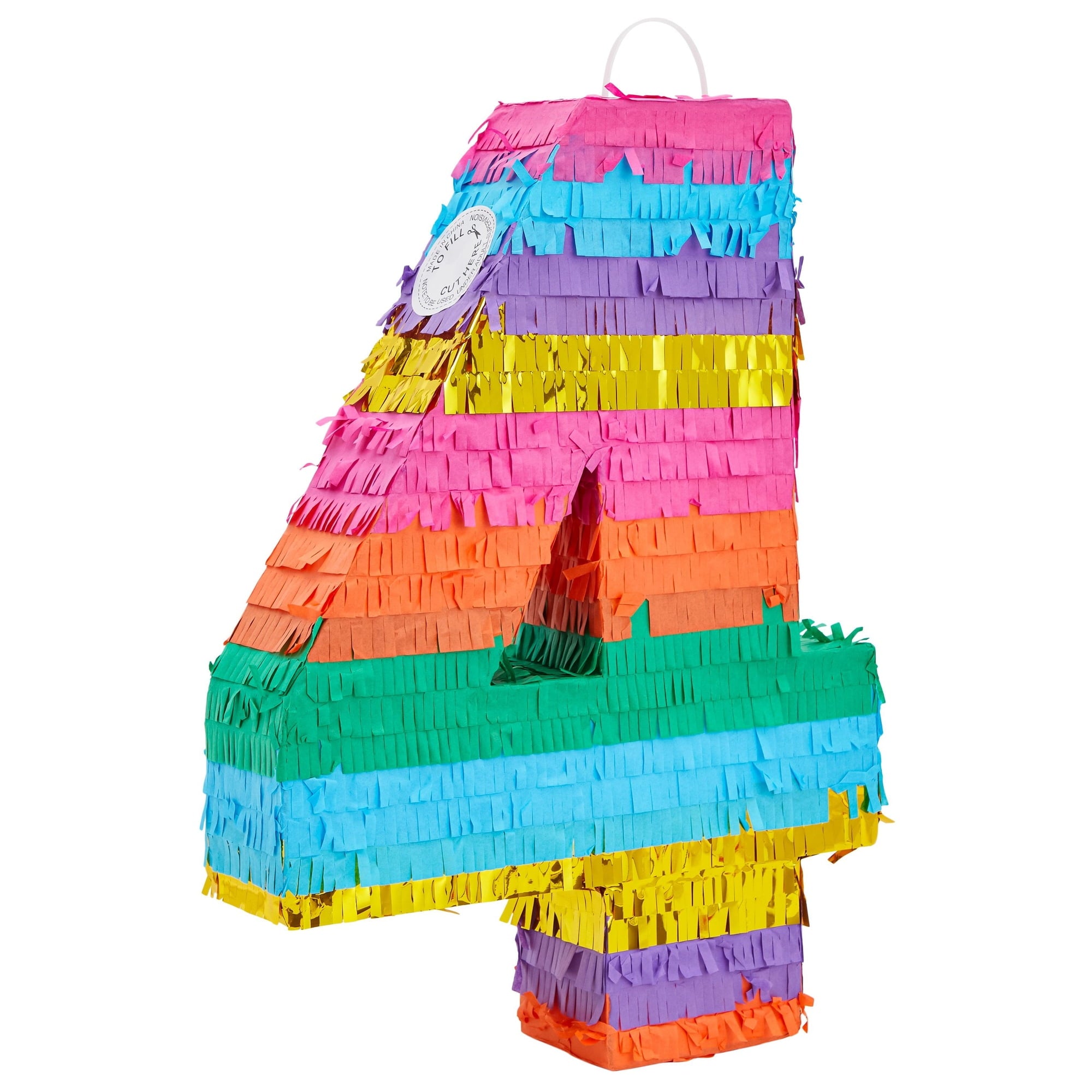BLUE PANDA Rainbow Number 4 Pinata for Kids Ages 3-14 Birthday Party Decorations, Fiesta, Anniversary Celebration, Small (12 x 17 x 3 In)