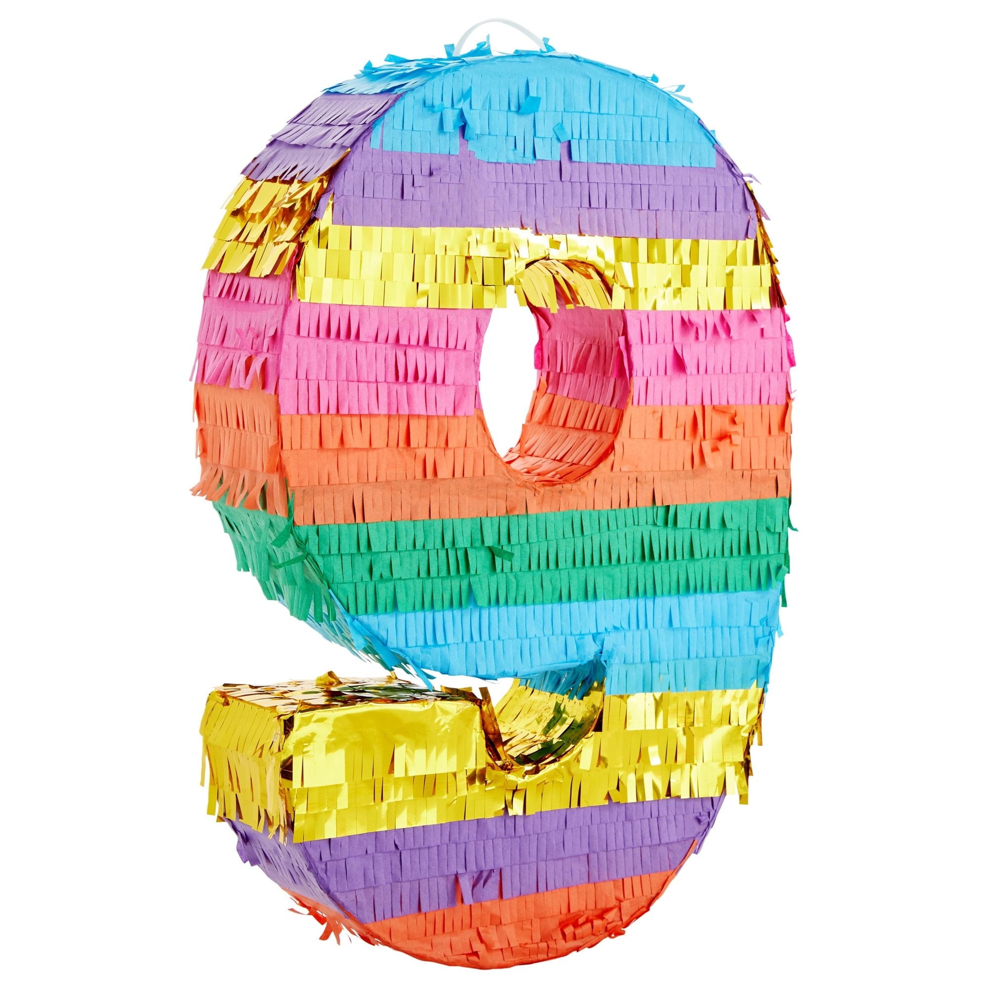 BLUE PANDA Rainbow Number 9 Pinata for Kids Ages 3-14 Birthday Party Supplies, Fiesta, Anniversary Celebration, Small (16.5 x 11.4 x 3 In)