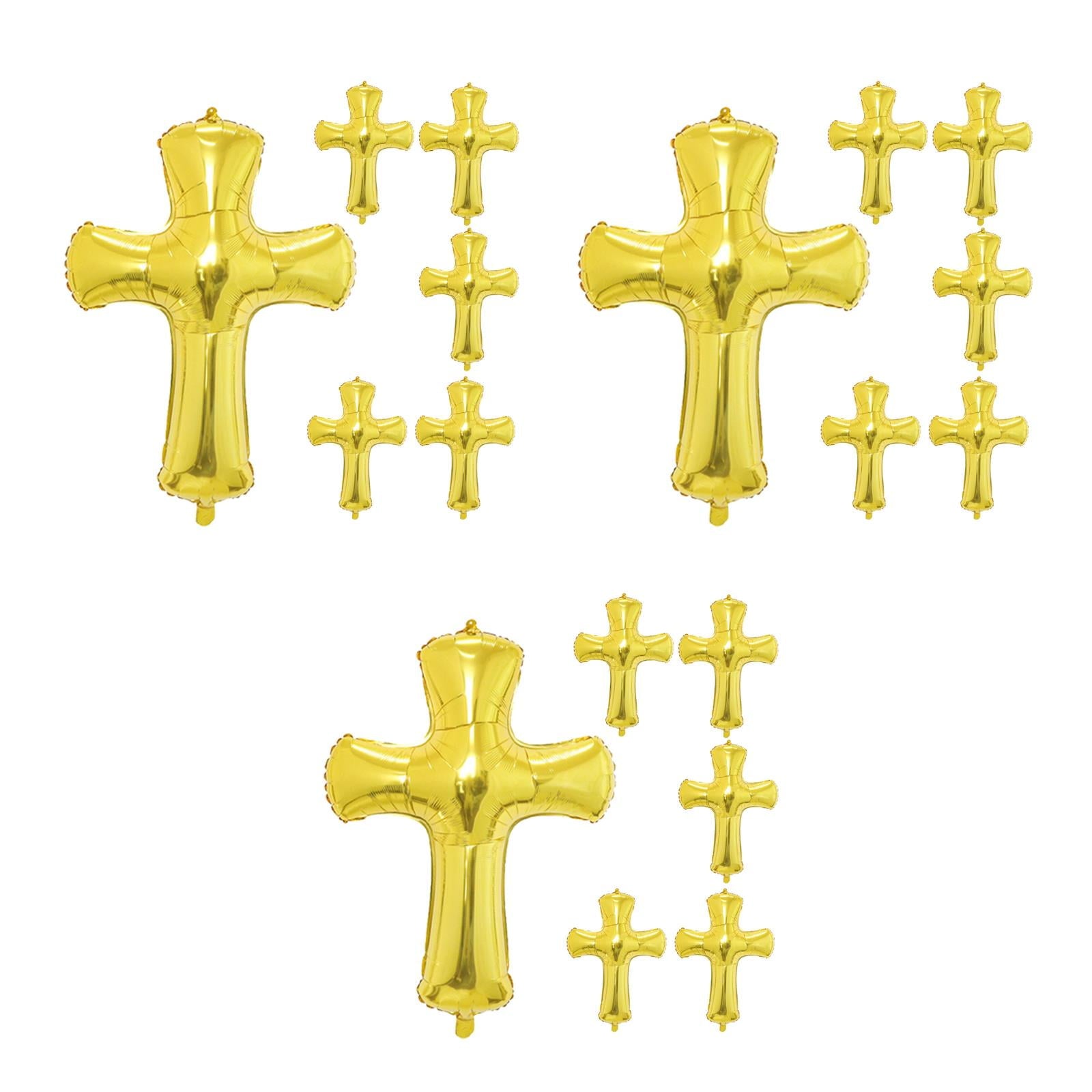 Raindrops 18 pcs  Cross Balloons for Baptism Baby Shower Decorations Aluminum Foil Balloons Cross Shape Balloon Decorative Balloons Baby Christening Foil Balloon for Party