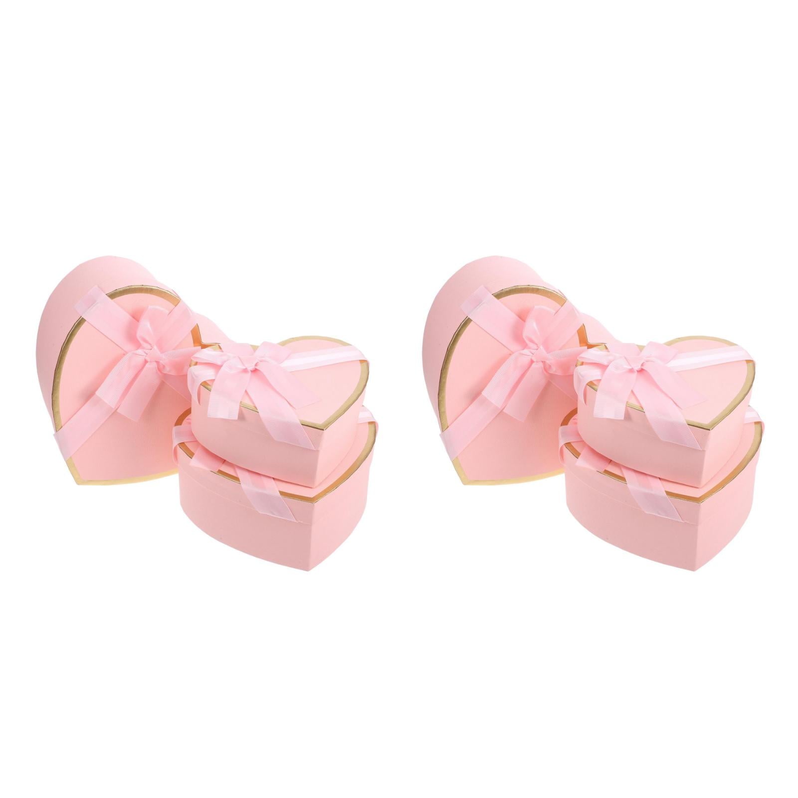 Raindrops 2 Sets  Valentines Day Heart Shaped Boxes Valentines Nesting Cardboard Cookie Box Flower Box Wraps Boxes For Wedding Birthday Present Wrapping Packaging Pink