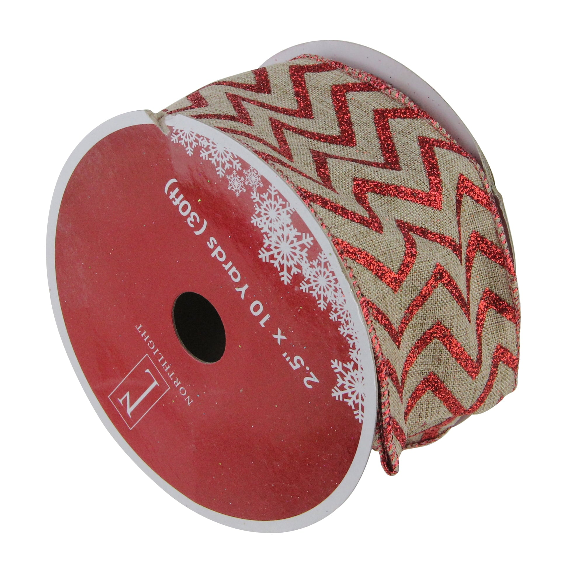 Red & White Chevron Wired Christmas Craft Ribbon