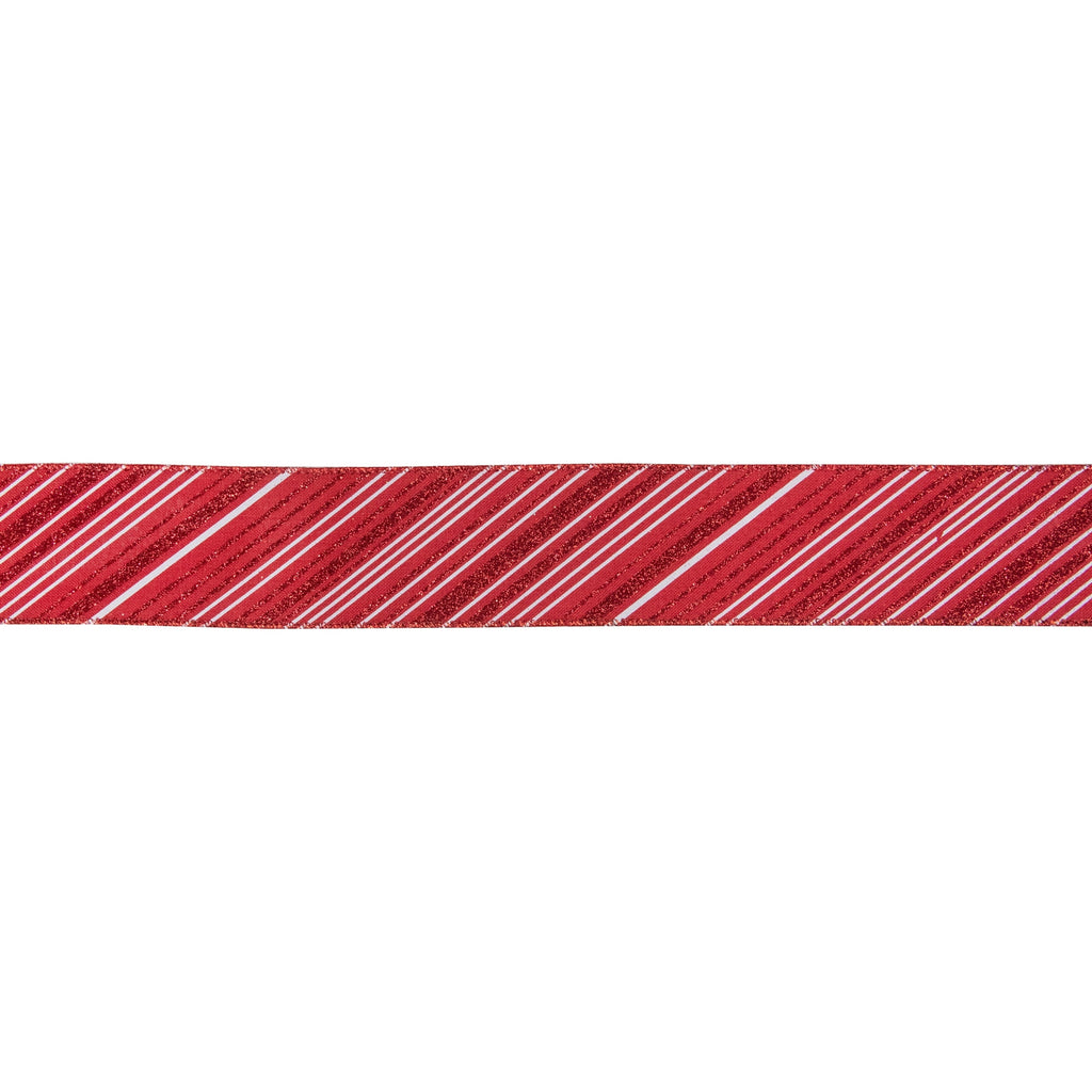 Red and White Striped Christmas Wired Craft Ribbon 2.5" x 10 Yards