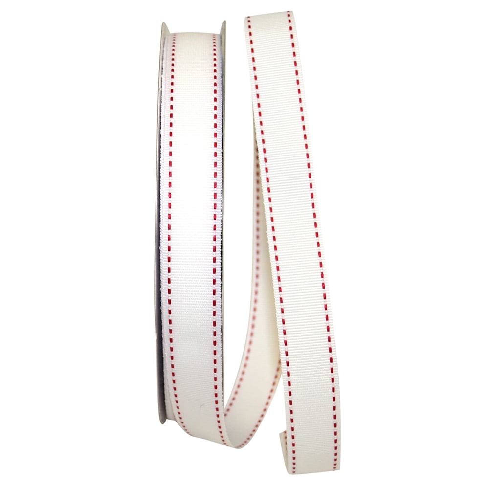 Reliant Ribbon Grosgrain All Occasion White Saddle Polyester Ribbon, 1800" x 0.87"
