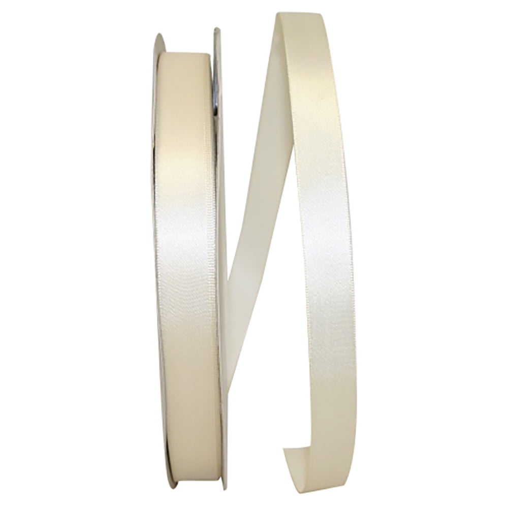 Reliant Ribbon Single Face Satin All Occasion Ivory Polyester Ribbon, 3600" x 0.62"