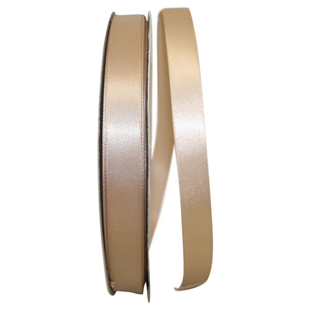 Reliant Ribbon Single Face Satin All Occasion Tan Polyester Ribbon, 3600" x 0.62"