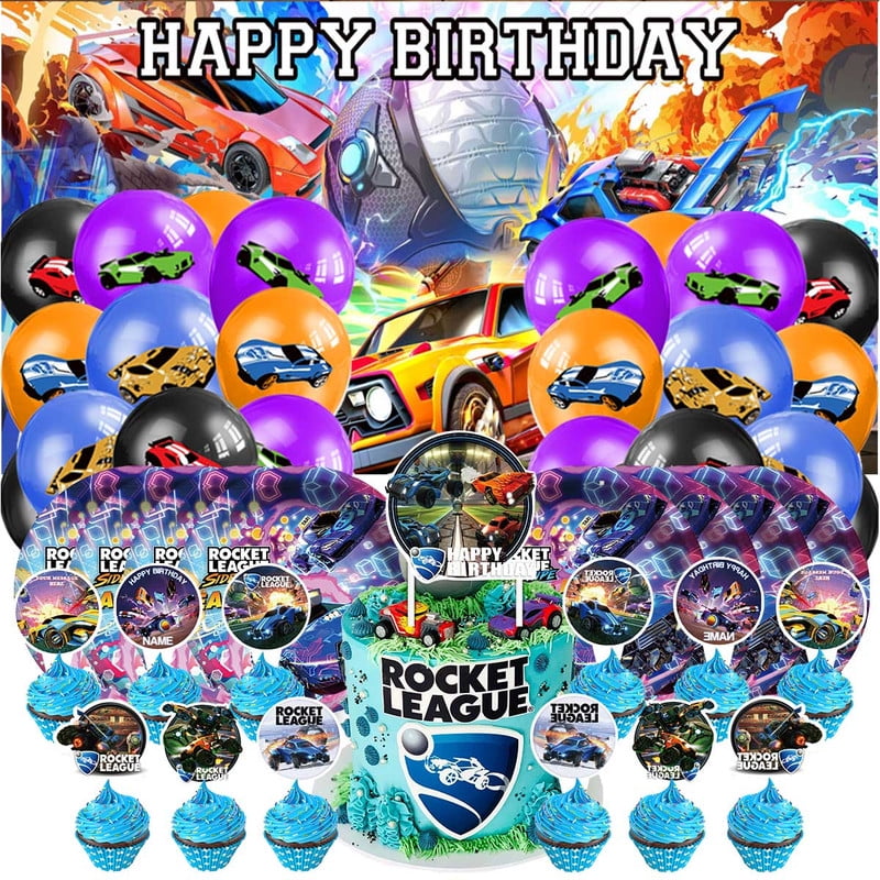 Rocket League Party Supplies Birthday Balloons Plates Decoration Cake Topper Decor Tableware Banner Backdrop