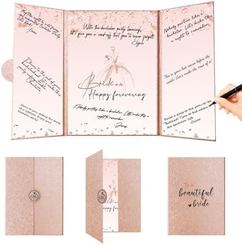 Rose Gold Bridal Shower Decorations, Bride to Be Guest Book Alternative, Bachelorette Signature Book 18" x 12", Great Bridal Shower Keepsake Gifts