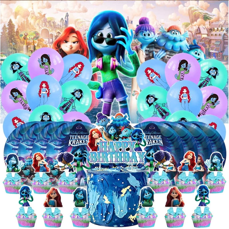 Ruby Gillman Teenage Kraken Party Supplies Balloons Tableware Birthday Decorations Plates Banner Cake Topper Backdrop