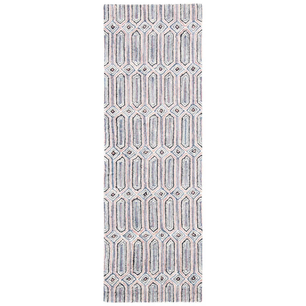 SAFAVIEH Micro-Loop Aisling Geometric Runner Rug, Pink/Grey, 2'3" x 7'