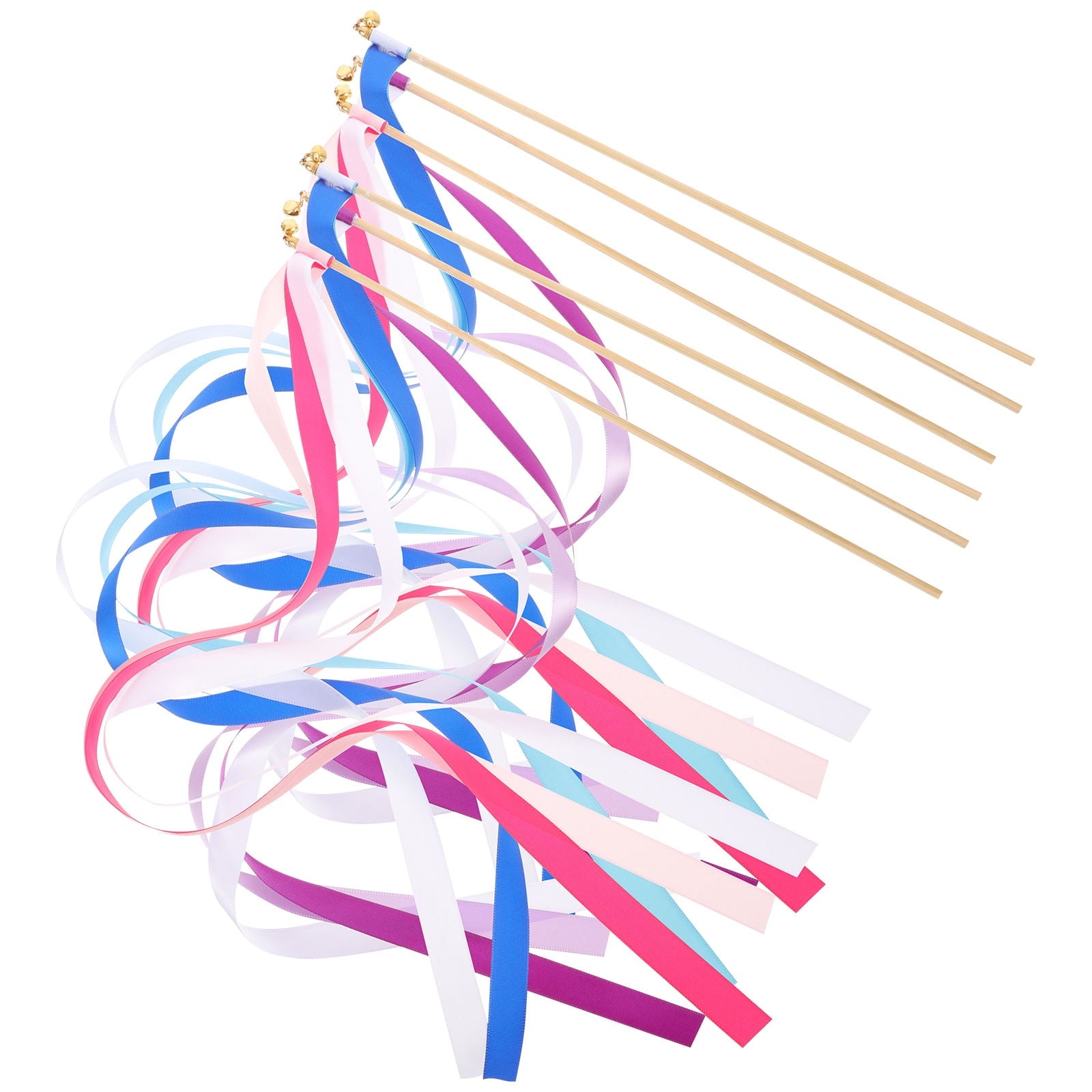 STOBOK Wand Ribbon Sticks Assorted Colors Guests Celebration 30pcs