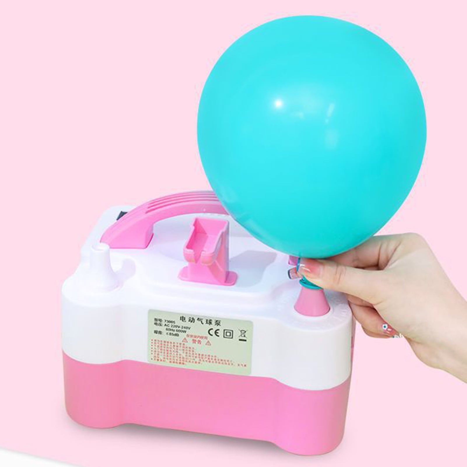 SUSUchens Electric Balloon Pump Portable Automatic Dual Nozzle 110V 600W Balloon Inflator Birthday Gender Reveal Baby Shower Balloons Party Supplies Blue EU