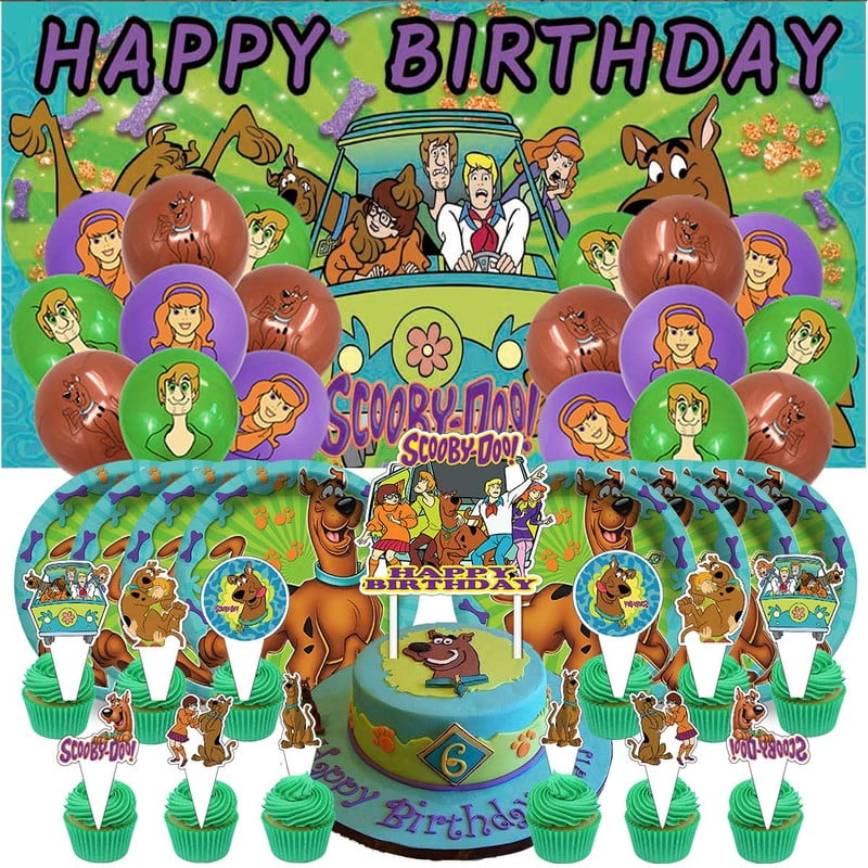 Scooby doo Party Supplies Balloons Tableware Decorations Birthday Plates Cake Topper Decor Banner Backdrop
