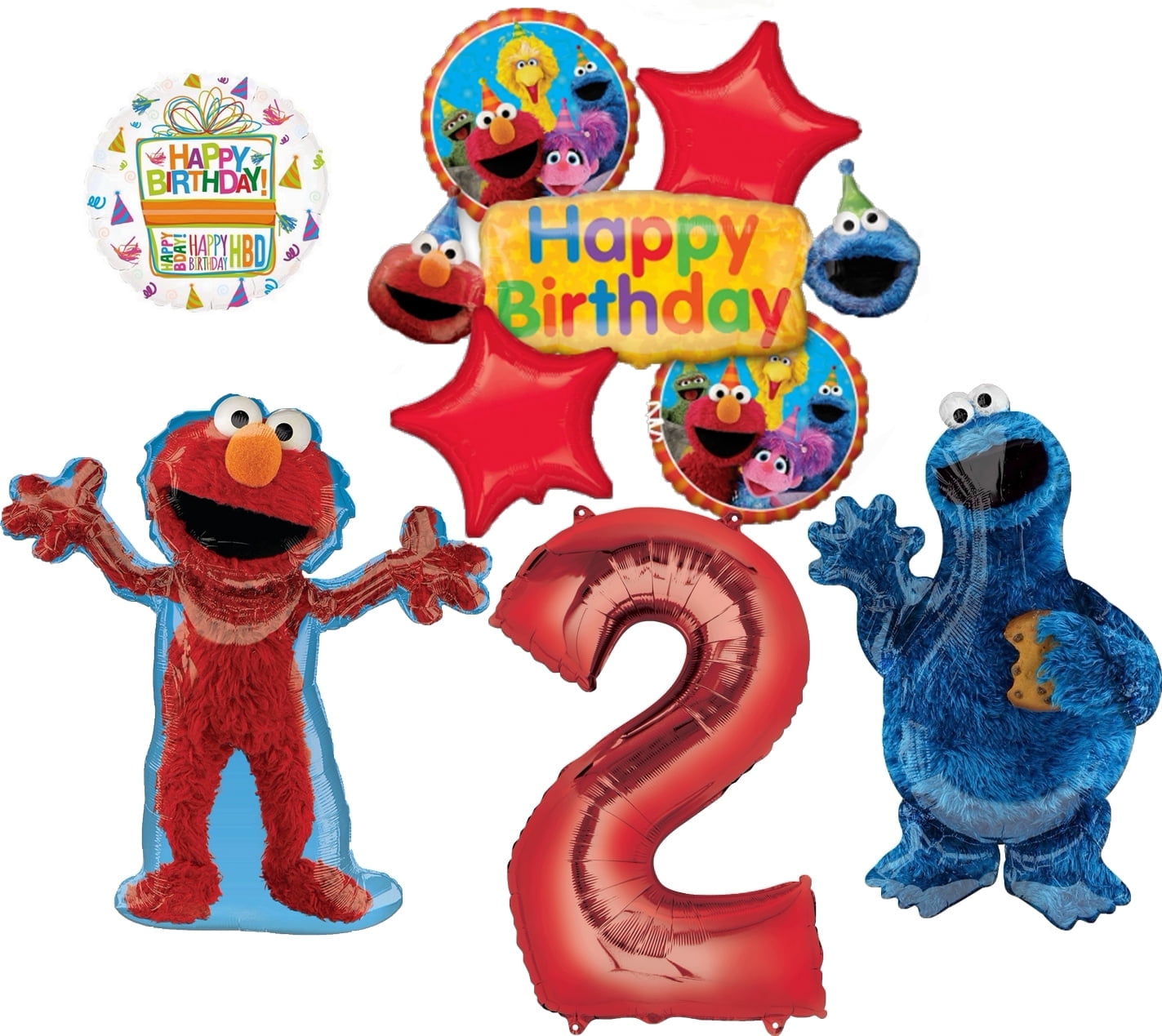 Sesame Street Elmo and Cookie Monster 2nd Birthday Party Supplies Balloon Bouquet Decorations