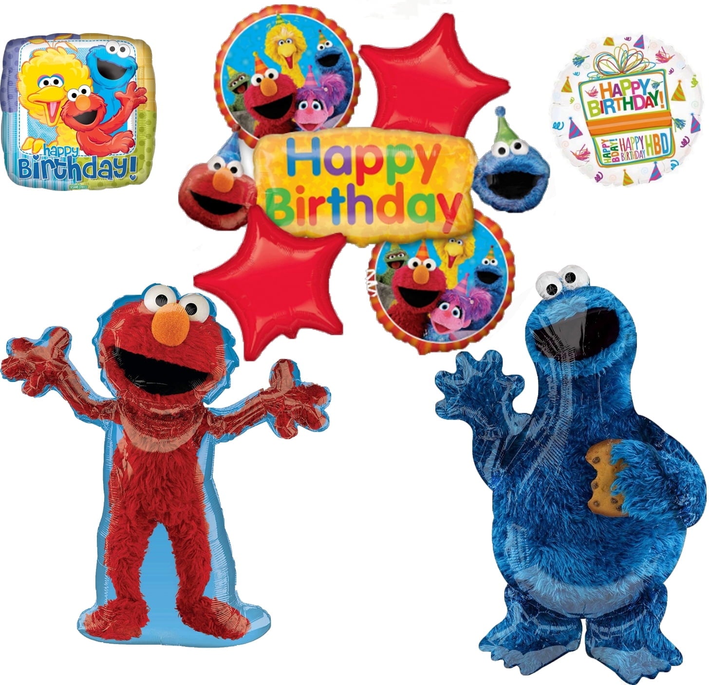 Sesame Street Elmo and Cookie Monster Birthday Party Supplies Balloon Bouquet Decorations