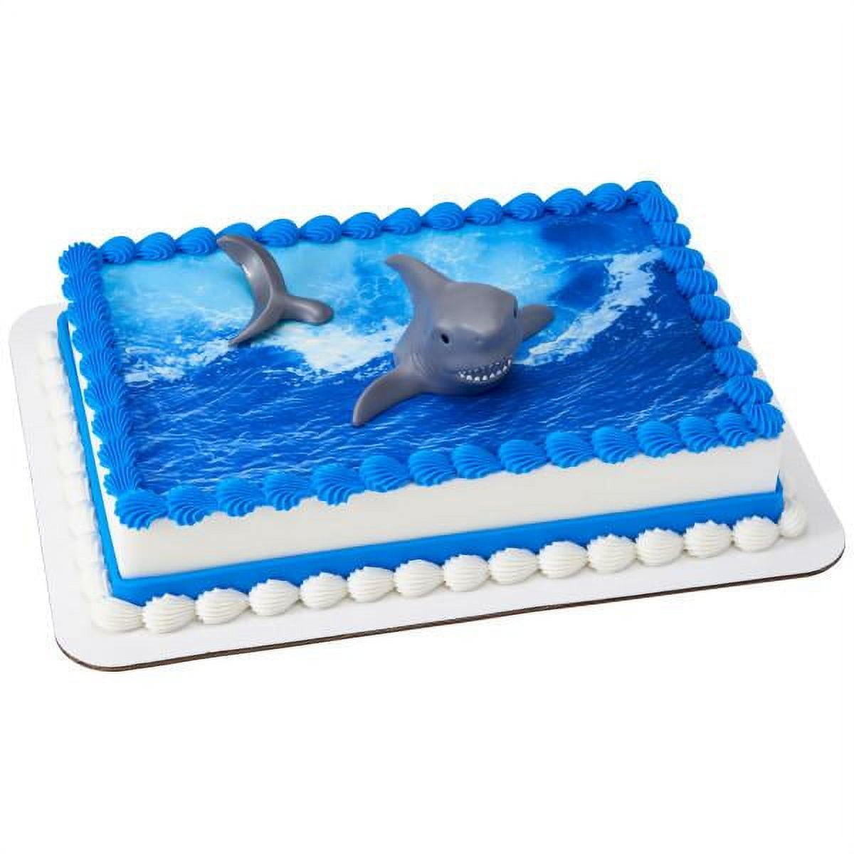 Shark Creations DecoSet with 1/4 sheet Edible Cake Topper Image Background