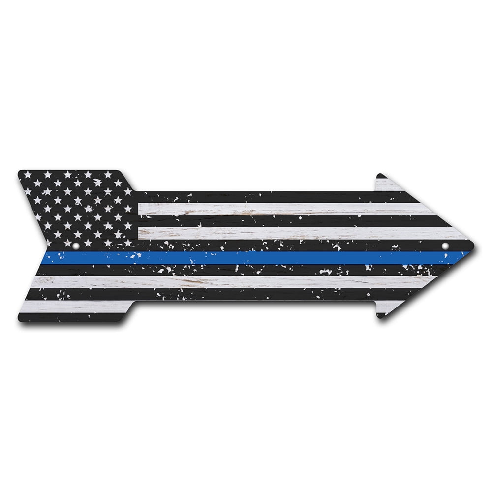 SignMission P-ARROW12-999984 36 in. American Flag Thin Blue Line Arrow Sign