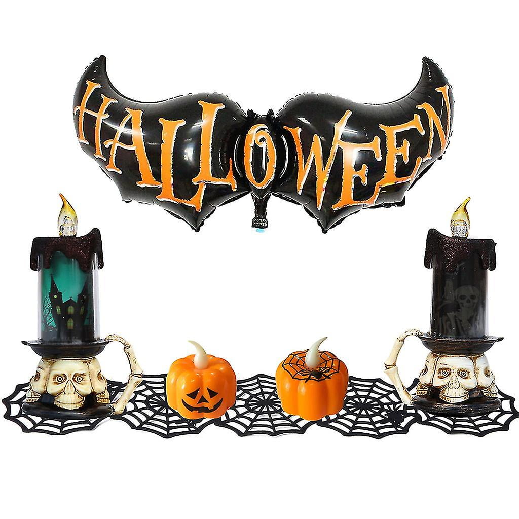 Skull Lights Halloween Balloon Decoration Happy Halloween Bat Pumpkin Inflatable Air Helium Latex Ballon For Halloween H