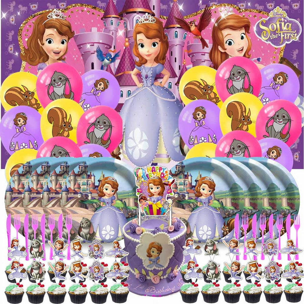 Sofia Princess Party Supplies Plates Decorations Birthday Cake Topper Banner Decor Backdrop Balloons
