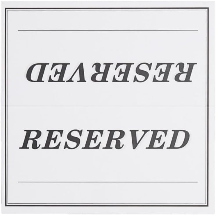 Soro Essentials- Set of 250- Double-Sided 6" x 3" Reserved Table Tent Sign - Reserved Table Signs for Wedding Party Restaurant Double Sided Paper Reserved Table Tent Card