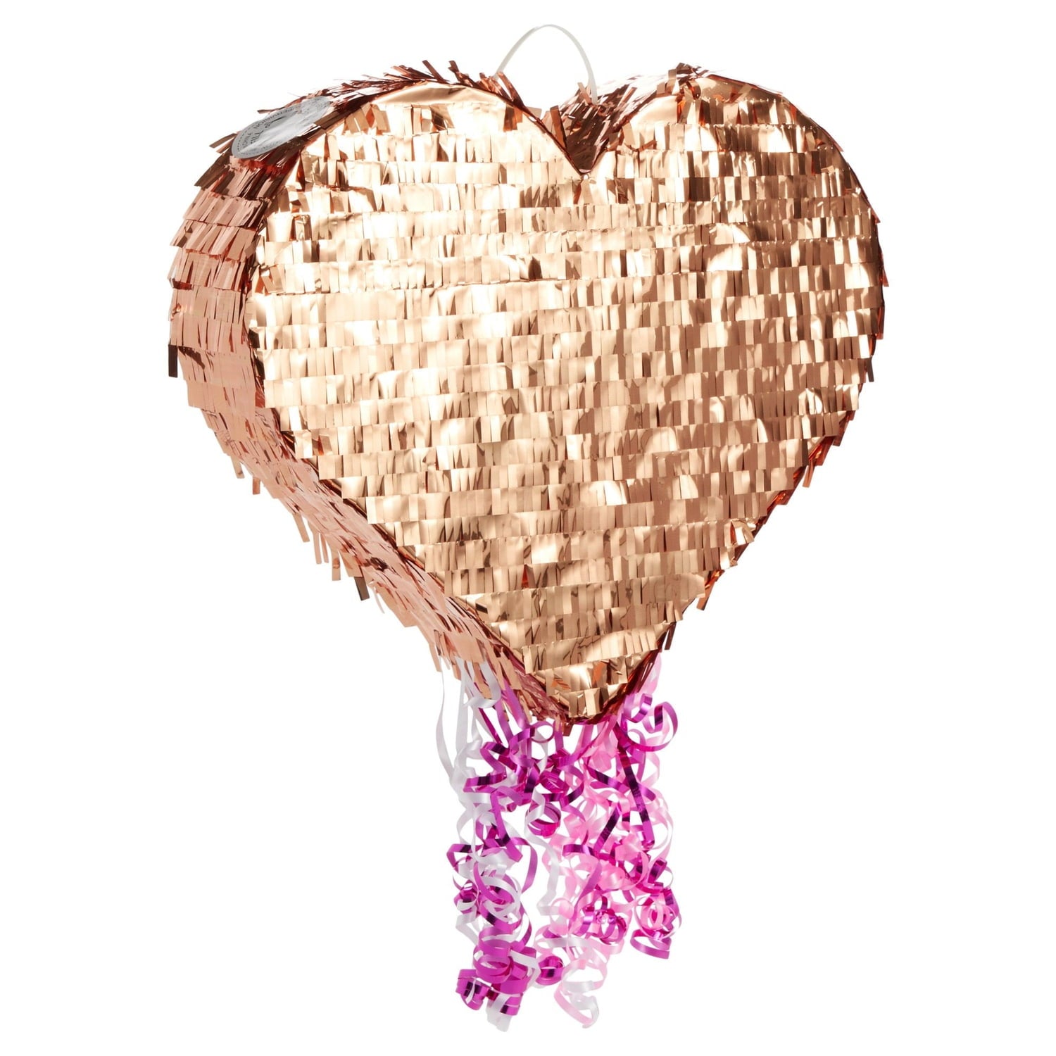 Sparkle and Bash Pink and Gold Ombre Pull String Heart Pinata, Ideal for Birthday Party Decorations & Supplies, Quinceanera, Valentine's Day (16 x 13 x 3 In, Small), Ages 3-14