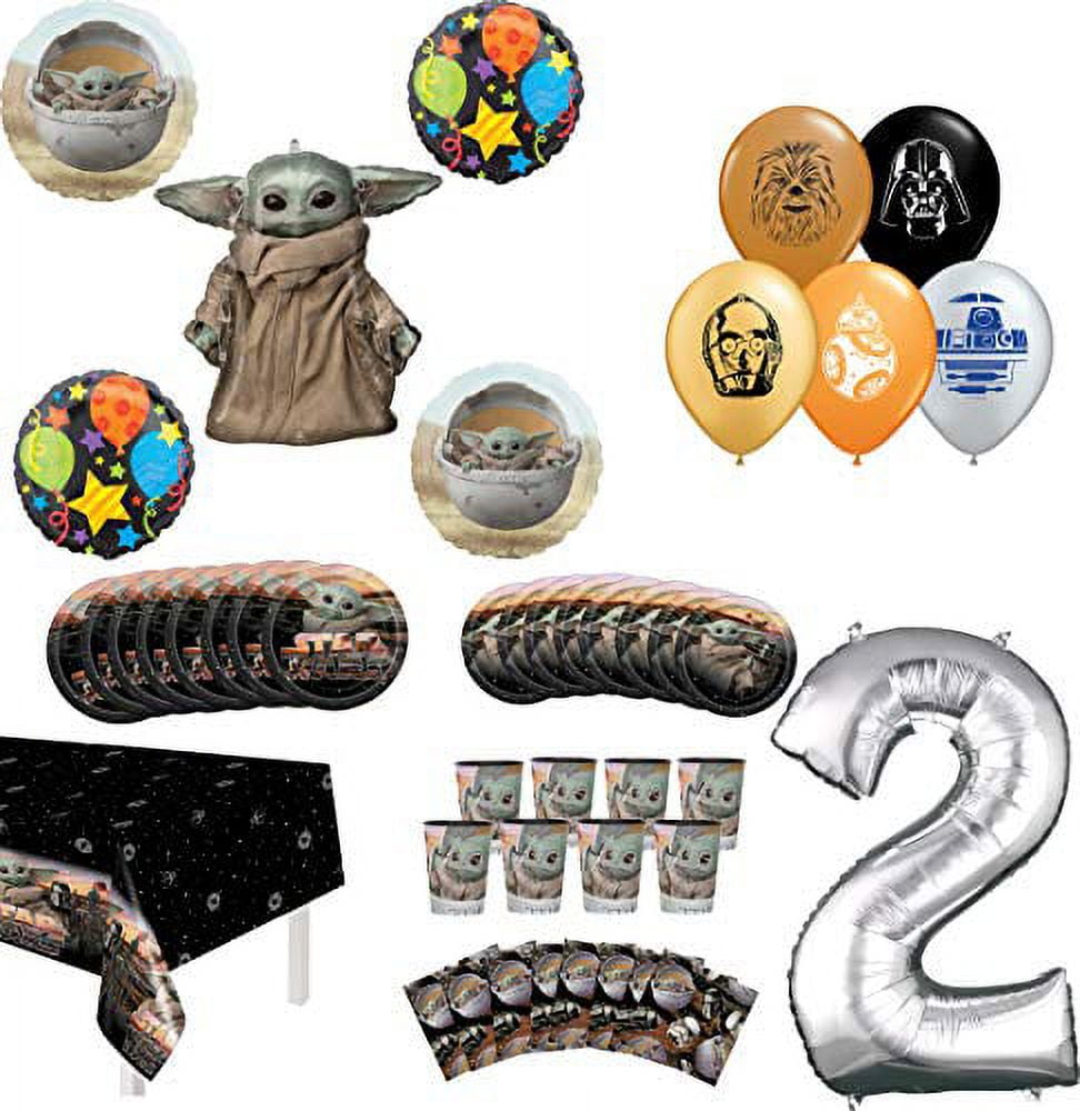 Star Wars Mandalorian The Child 2nd Birthday Party Supplies 8 Guest Baby Yoda Table Decor and Balloon Bouquet Decorations