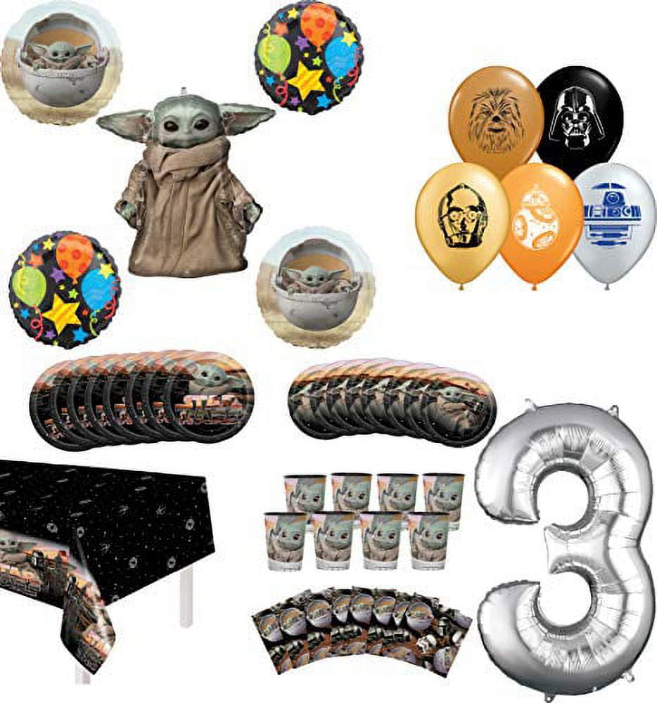 Star Wars Mandalorian The Child 2nd Birthday Party Supplies 8 Guest Baby Yoda Table Decor and Balloon Bouquet Decorations