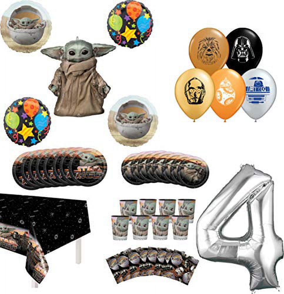 Star Wars Mandalorian The Child 2nd Birthday Party Supplies 8 Guest Baby Yoda Table Decor and Balloon Bouquet Decorations