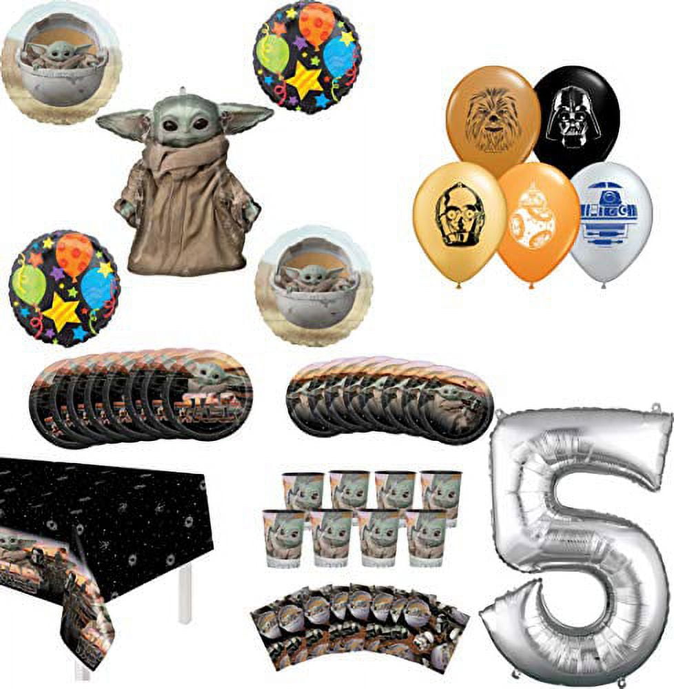 Star Wars Mandalorian The Child 2nd Birthday Party Supplies 8 Guest Baby Yoda Table Decor and Balloon Bouquet Decorations