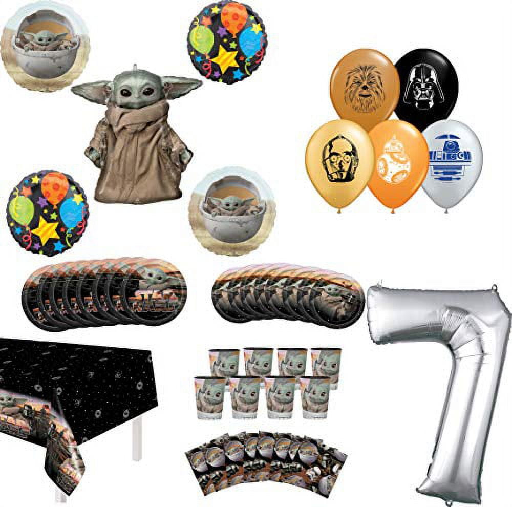 Star Wars Mandalorian The Child 2nd Birthday Party Supplies 8 Guest Baby Yoda Table Decor and Balloon Bouquet Decorations