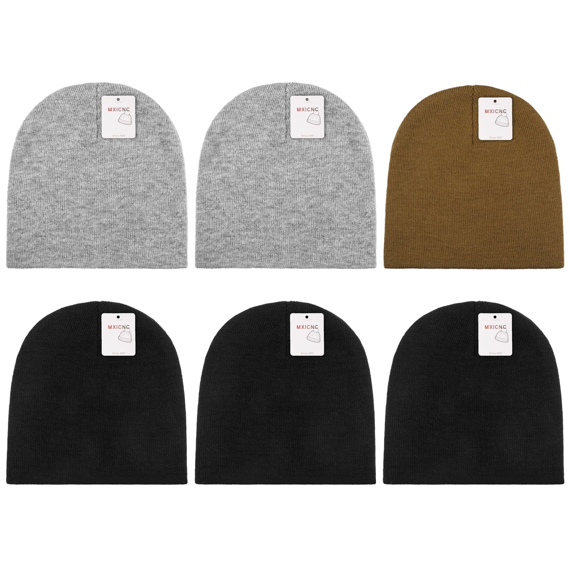 4 Pack Straight Knit Beanie Hat for Men & Women - Winter Warm Skull Cap, Stretchy Unisex Cold Weather Beanie, 4 Black