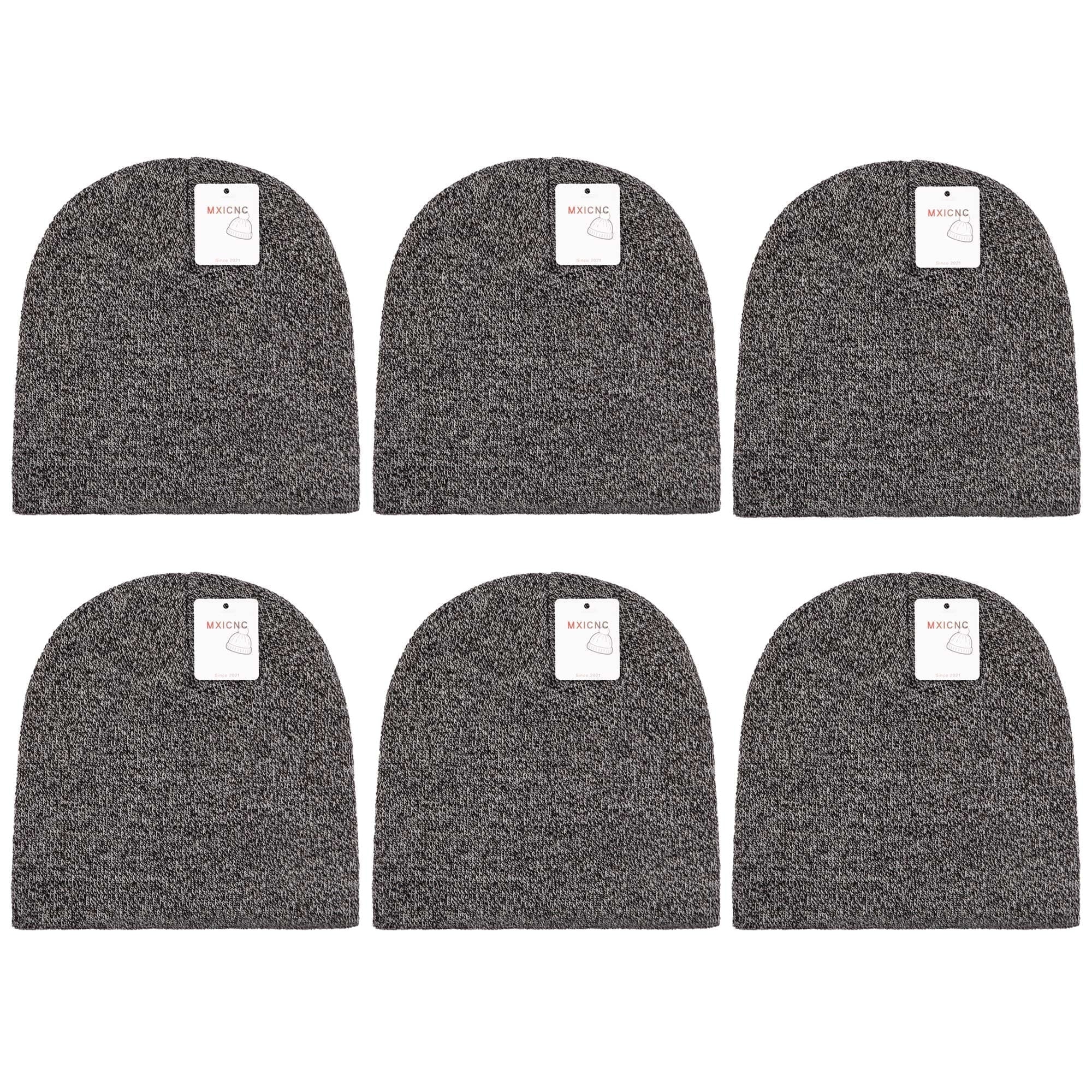 4 Pack Straight Knit Beanie Hat for Men & Women - Winter Warm Skull Cap, Stretchy Unisex Cold Weather Beanie, 4 Black