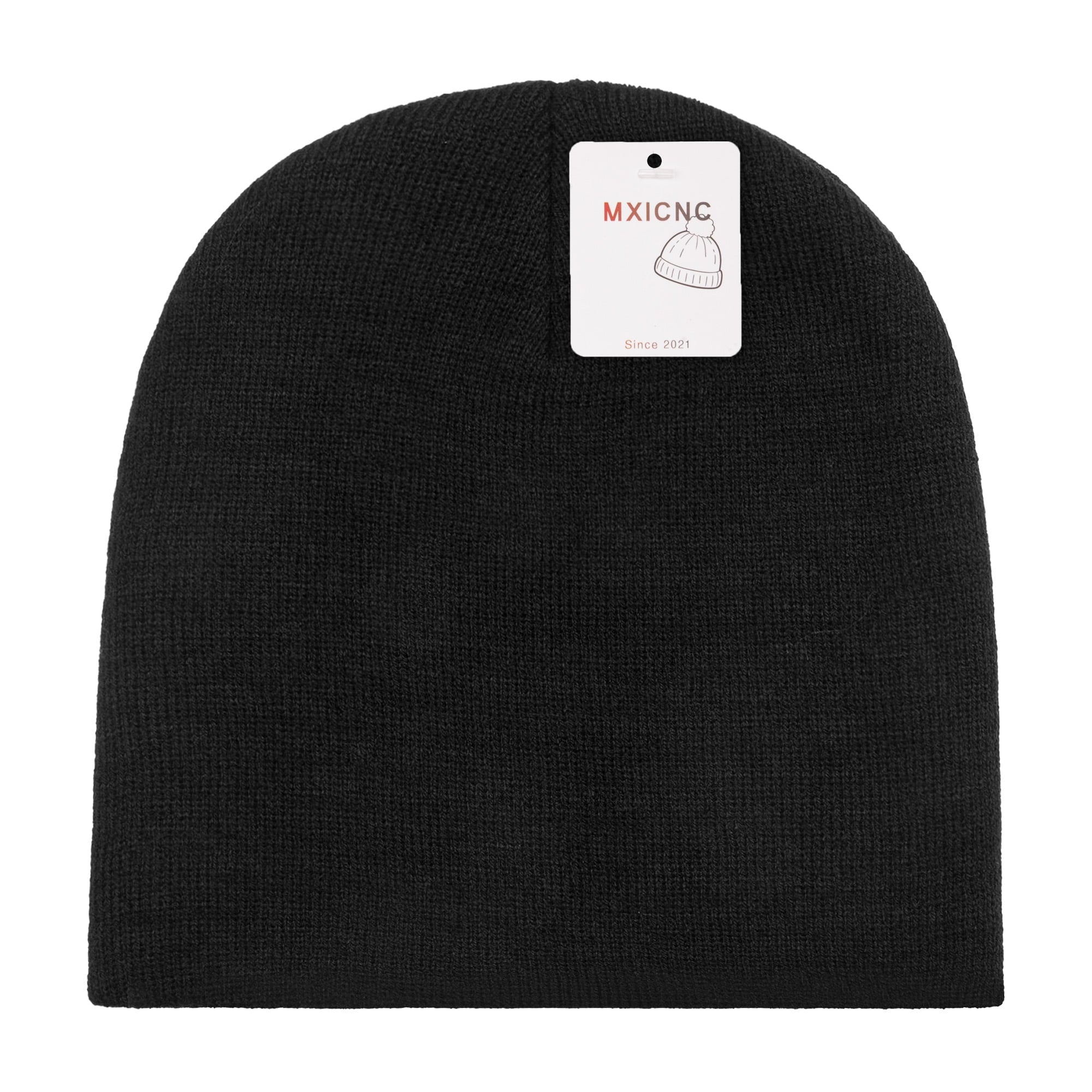 4 Pack Straight Knit Beanie Hat for Men & Women - Winter Warm Skull Cap, Stretchy Unisex Cold Weather Beanie, 4 Black