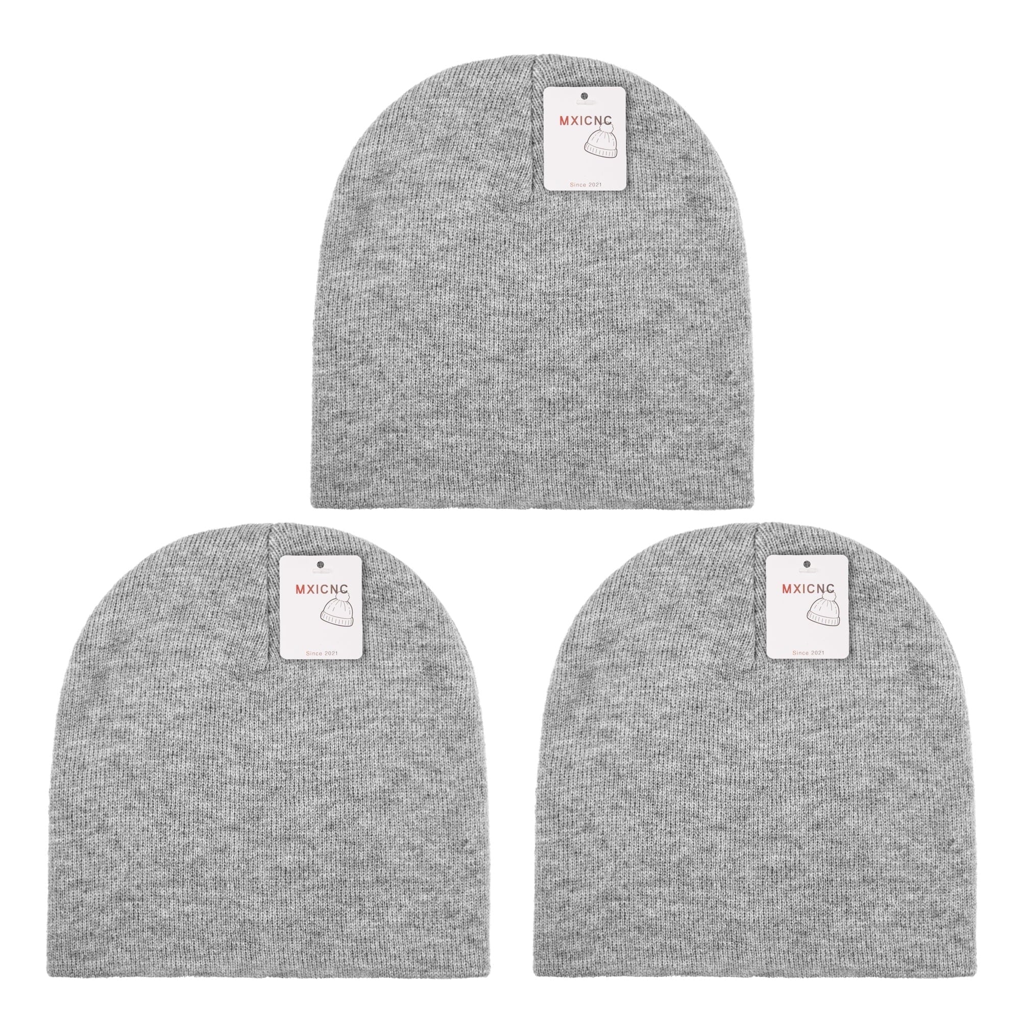 4 Pack Straight Knit Beanie Hat for Men & Women - Winter Warm Skull Cap, Stretchy Unisex Cold Weather Beanie, 4 Black