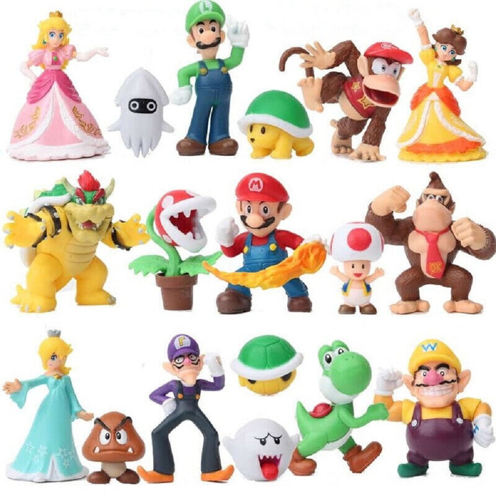 Super Mario Bros Luigi Toad Yoshi Cake Toppers (18 Pcs)