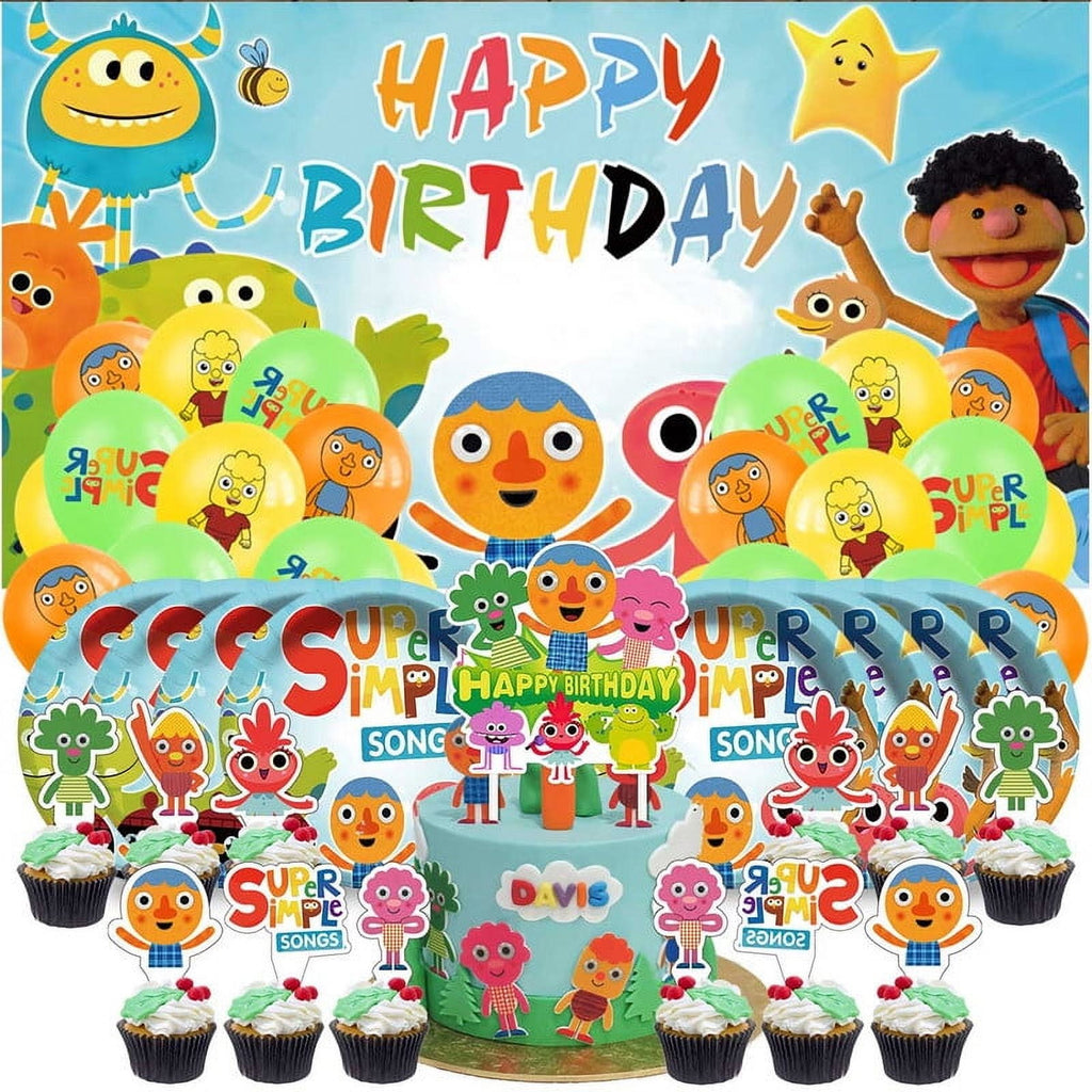 Super Simple Songs Party Decorations Plates Tableware Banner Backdrop Balloons Birthday Decor Cake Topper Fans