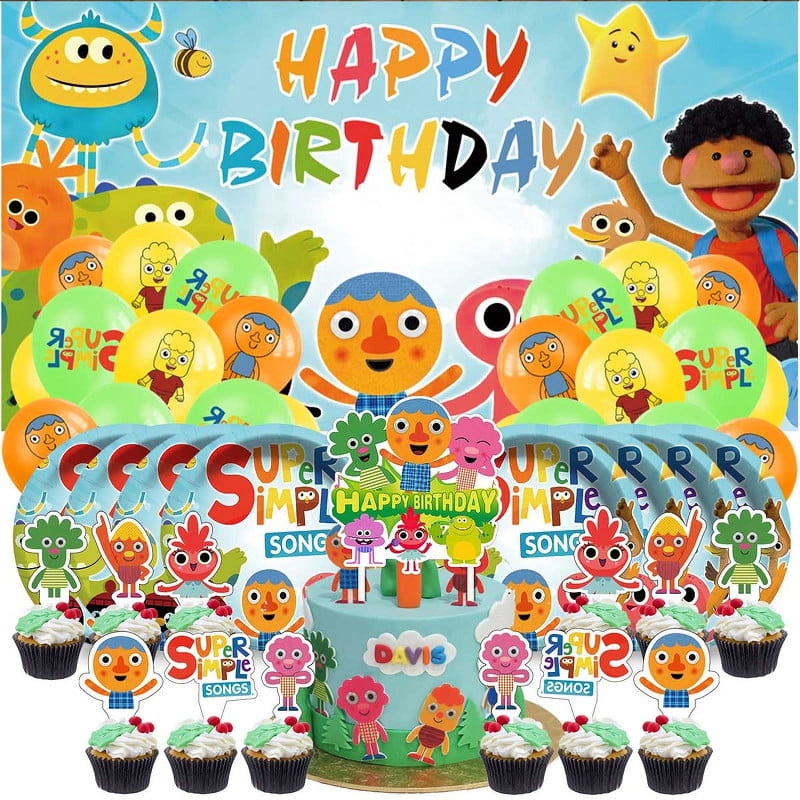 Super Simple Songs Party Decorations Plates Tableware Banner Backdrop Balloons Birthday Decor Cake Topper Fans