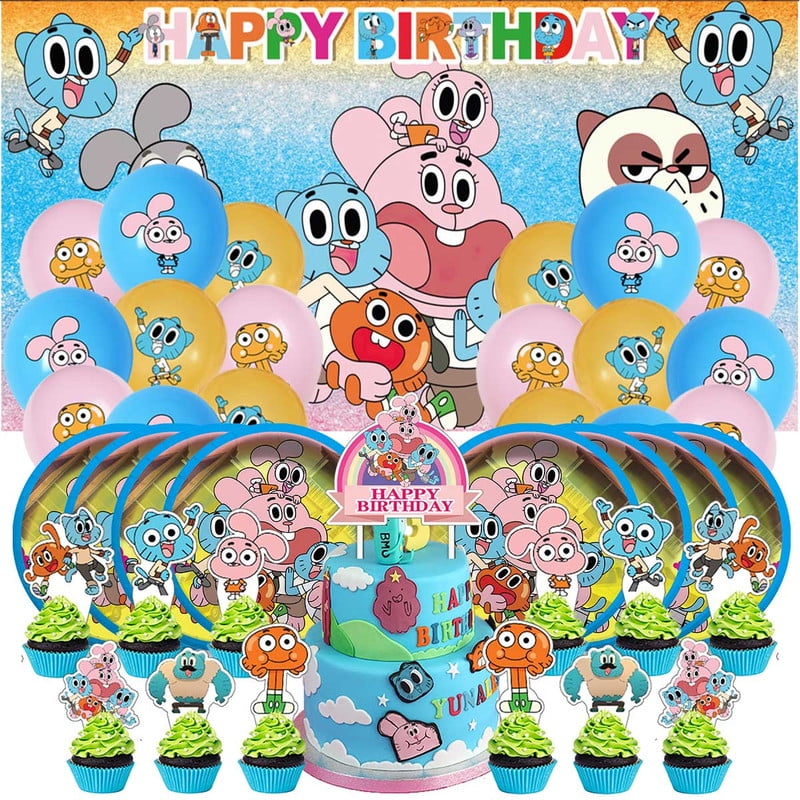 The Amazing World of Gumball Party Supplies Plates Decorations Birthday Cake Topper Banner Decor Backdrop Balloons